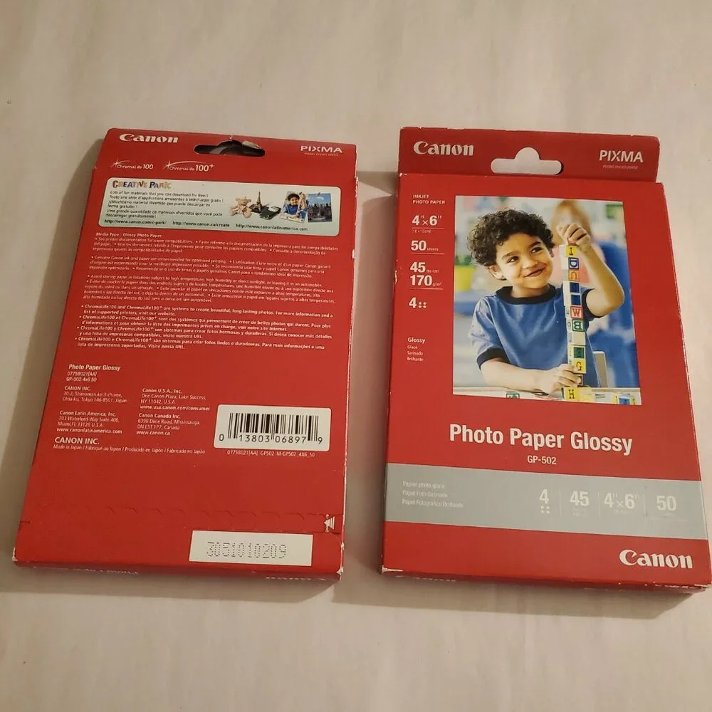 Canon gp-502 glossy photo paper 4x6 100ct new sealed